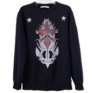 Givenchy Paris Men's Black Graphic Sweatshirt Size M Rare HTF Graphic Star Shark